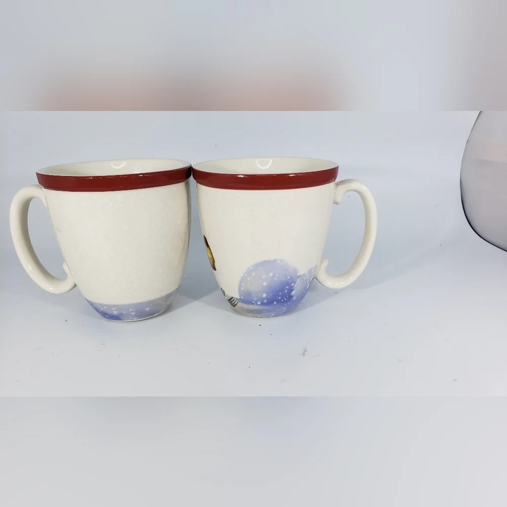Set of 2 Large 14 oz Williams Sonoma Ceramic Christmas Mugs